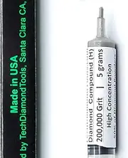 Diamond Lapidary Paste 5 Gram Syringe, 50% Concentration of Diamond Powder, 200,000 grit / 0 - 0.1 microns, 200,000 grit / 0-0.1 micron