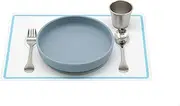Toddler Dining Set Silicone Montessori Placemat Plate Stainless Steel Mini Cup Fork & Spoon