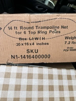 14 foot trampoline NET For 6 Poles blanketown Black brand new safety kids round