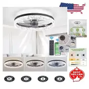 Dimmable Modern Ceiling Fan with Crystal Light & Remote Control 20'' Bladeless