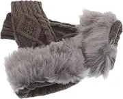 [TEMPNAP] Wool Sleeves Faux Fur for Arms Wrist Warmers Women Sweater Wrist Arm Warmers Women Black Gloves with Fur Coat Detachable Warm Wrist Dark Grey Acrylic