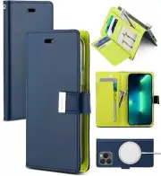 For iPhone 16 e 15 14 13 12 11 Pro Max Mini Leather Flip Wallet Case Card Cover