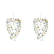 2x LVD Beaded Heart XL Clay Decorative Sculpture Hanging Ornament Home Decor