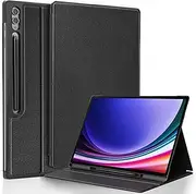 Case for 12.4 Inch Samsung Galaxy Tab S9 2023 (SM-X810/X816B/X81) with S Pen Holder, PC with PU Leather Case, Slim Folio Stand Protective Tablet Cover, Auto Wake/Sleep, Black