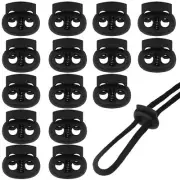 15 Pcs Plastic Cord Lock End Toggle Double Hole Spring Stopper Fastener