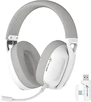 ATTACK SHARK L80 Ultra Lightweight Wireless Gaming Headset, BT 5.3, 2.4G, 3.5 mm Wired, 50 Hours, 40 mm Pro-G Driver, Gaming Headphones with Removable Microphone, for PC, Mac, Mobile Devices - White