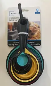 Mainstays 8-Piece COLLAPSIBLE SILICONE MEASURING SET: 4 CUP 4 SPOON KITCHEN HOME