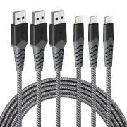 Iphone Charger Cable, Apple Mfi Certified Lightning Cable 3Pack 1M Nylon Braid