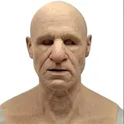 Realistic Old Man Mask Halloween Mask Scary Latex Old Man Grandpa Mask Halloween Wrinkle Face Mask for Adults