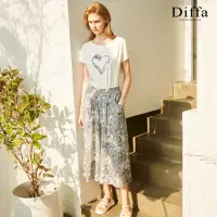 在飛比找momo購物網優惠-【Diffa】歐風典雅綠花長寬裙-女