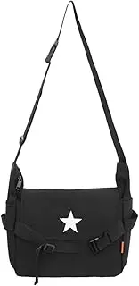 [MININAI] Y2K Aesthetic Crossbody Bag Star Pattern Grunge Messenger Bag Flap Zipper Closure Tote Bag Multipurpose Shoulder Bag