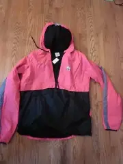 VICTORIAS SECRET PINK 1/2ZIP MARL STRIPE LINED ANORAK WINDBREAKER SOLD OUT NWT