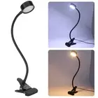 AA USB Desk Lamp 360° Angle Adjustable Clip On Gooseneck Reading Light For