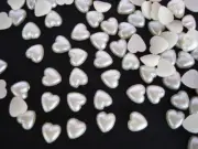 100 Flatback 5mm Heart Shape Pearl/Wedding/Pearly Embellishment/White B124-Small