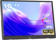 Kenowa Portable Monitor 16 Inch Full HD 1920X1200P Laptop Monitor with USB Type-