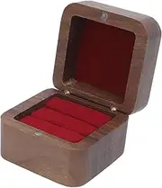 [Haofy] Ringbox Jewelry Holder Ring Storage Box Mini Wood Ring Box Black Walnut Vintage Magnetic Cessure 5.5x5.5x4cm for Engagement Time Wedding Proposal (Couple Ring)