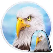 Wild Animal Art Paintings Eagle Head Round Beach Towel