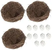 CAXUSD 1 Set Artificial Easter Bird Nest with Eggs Decorative Twig Nest for Home Garden Realistic Vivid Design for Holiday Decoration for Spring Festivities