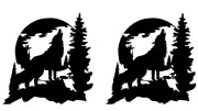 Wolf Howling Moon Forest TWO 5" Black Vinyl Decals Car Truck Laptop Window