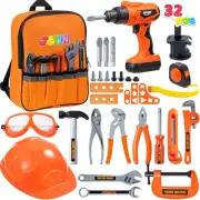 JOYIN 32 PCS Kids Construction Tool Toy Set Backpack of Tool Toys with Electr...