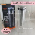 SADOMAIN 仙德曼 CF1001 冷泡咖啡壺1000ML (304濾網) 玻璃壺 花茶壺 沖泡壺 冷泡茶 冷萃咖啡