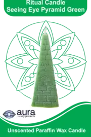 GREEN SEEING EYE PYRAMID SCENTED 5.0" CANDLE WICCA PAGAN SPELL MAGICK HOODOO