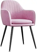 Modern Pink Dressing Chair with Black Metal Legs for Vanity Table Stool in Living Room Bedroom