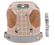 Dog Cat Walking Harness Lead Collar Pet Vest Mesh Adjustable Pink -S