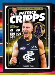 ✺Framed✺ 2022 CARLTON BLUES AFL Poster PATRICK CRIPPS Brownlow Medal - 62 x 44cm