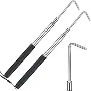 Datanly 2 Pcs 11.42 to 42.72 RV Awning Rod Opener Easy Reach Telescopic Puller RV Awning Part Retractable Hook Stainless Steel Pulling Rod Retracted Pull Cane for Camper Canopy Tool