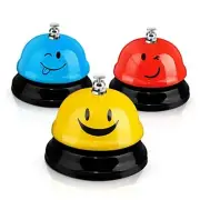 3 Pcs Desk Bell for Service Funny Front Desk Smile Face Metal Ringer Call Bell
