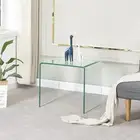 Glass End Table Small Clear Side Tables,Tempered Glass Nightstand Transparent Ho