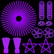 ILHSTY 100 pk Glow Sticks Bulk Party Favors and Decorations - 8" Glow in the Dark Party Supplies For Halloween Neon Party Light up Glow sticks Necklaces & Bracelets (Purple*100)