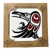 Banff Jody Wilson Ceramic Tile Trivet Raven Indigenous Wall Hanging Decor