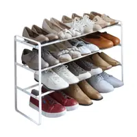在飛比找特力屋線上購物優惠-[特價]日本【YAMAZAKI】frame伸縮式三層鞋架(白