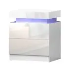 Bedside Tables Side Table Drawers RGB LED High Gloss Nightstand White