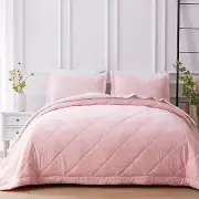 SunStyle Home Bed Quilt Full/Queen Lightweight Bedspreads Pink NEW