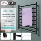 ACA Round 304 Stainless Steel Electric Heat Towel Rail Rack Black Bars 600x820mm