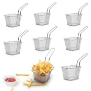 8pcs Mini Square Fry Basket Food Grade Steel French Fry Chip Basket Net Steel