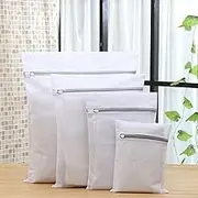 4Pcs Mesh Laundry Bags for Delicates with Non Rust Zipper, MOIHSING Mesh Wash Bag Travel Storage Organize Bag, Multi-size Thickened Clothing Washing Bags for Blouse,Bra,Socks, Stocking,Underwear,Pants