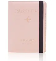 Passport Holder Cover Case PU Leather Travel Wallet RFID Blocking Card - Pink