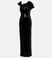 [Marmar Halim] Marmar Halim Asymmetric sequined gown UK 14 black