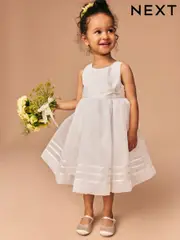 Cream Flower Girl Organza Dress (3mths-10yrs) (E37874) | $88 - $101