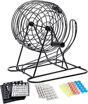 Jumbo Bingo Game Set - Professional Bingo Game | Double Sided piing Pong Balls | Wood Master Board with Cage for Adults, Kids, Seniors | Great for Large Groups, Parties, Game Night