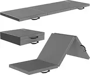 Folding Exercise Gymnastics Mat, 2'x6'x2" Gym Workout Mat with Carrying Handles 3-Fold High-Density Anti-Tear Portable Fitness Aerobics Mats for Home Gym Yoga Pilates Tumbling MMA Core Training