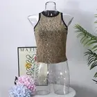 Women Cropped Sleeveless Sequin Leopard Print Vest