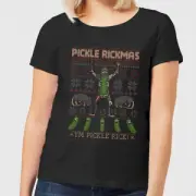 Rick and Morty Pickle Rick Women's Christmas T-Shirt - Black