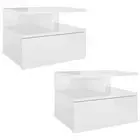 Floating Nightstands 2 Pcs High Gloss White 40X31x27 Cm Engineered Wood Wood Bed