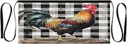 [Joitme] Farmhouse Rooster Checkerboard Chef Aprons for Men, Waitress Apron for Women, Short Apron, Bistro Apron, Farmhouse Rooster Checkerboard