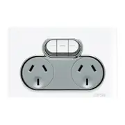 Clipsal Saturn Series Two Powerpoint With Extra Switch 10Amp Horizontal Pure White - 4025X-PW